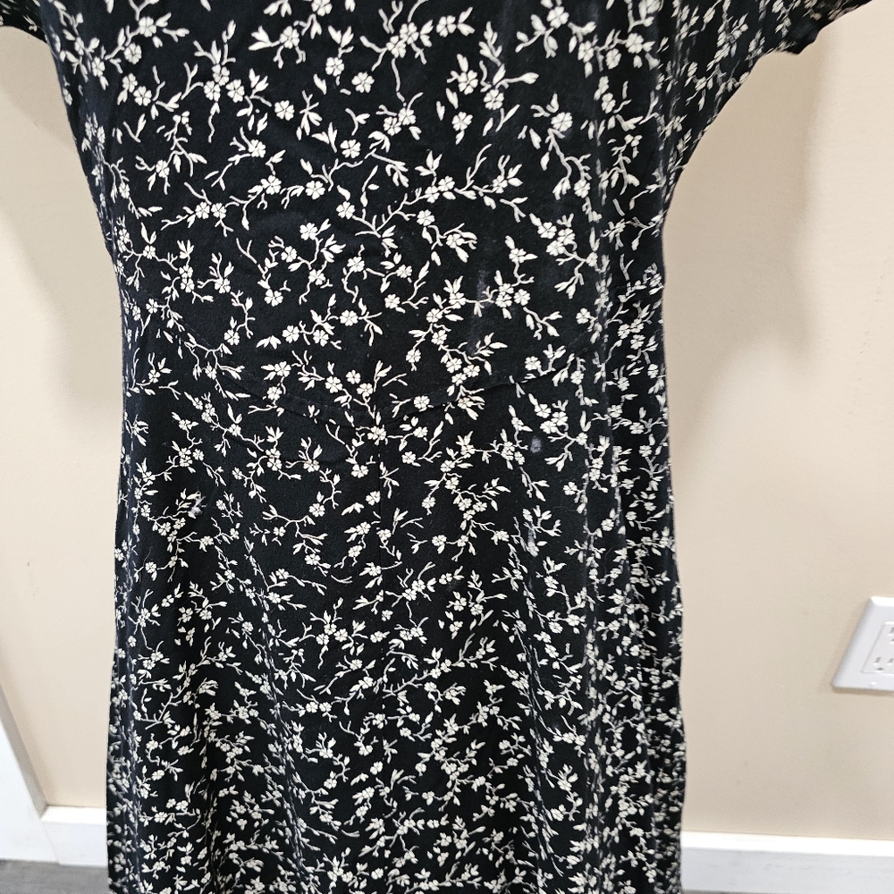VINTAGE FLORAL  90'S DITSY BOHO  SHORT SLEEVE SCOOP NECK  MIDI/MAXI DRESS - Picture 12 of 15
